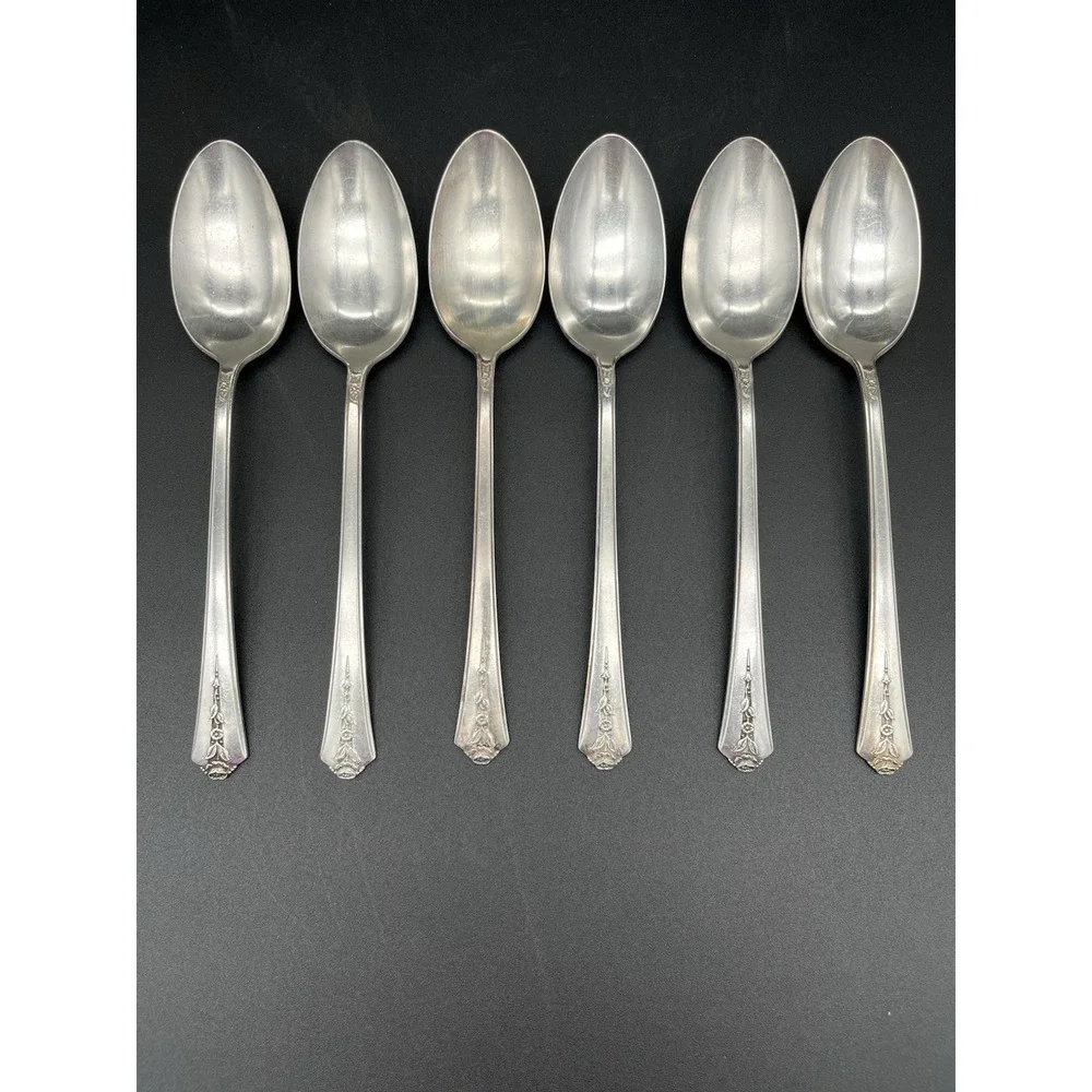 Silver Plate Tablespoon/Serving Spoon Set Of 6 Spring Garden International